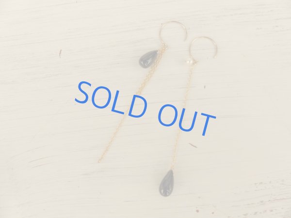 画像2: ブラックスピネルのアシンメトリーピアス (2)