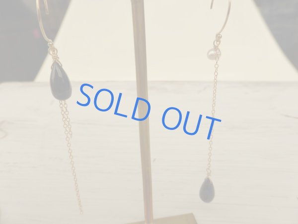 画像3: ブラックスピネルのアシンメトリーピアス (3)