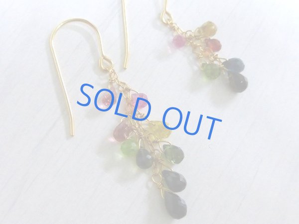 画像2: 【14kgf】トルマリンのアシンンメトリーピアス (2)