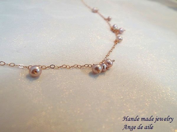 画像3: 【14ｋｇｆ】ピンクゴールドのラベンダーピンクカラー淡水パールネックレス   (3)