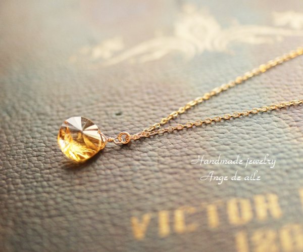 画像2: 【14ｋｇｆ】コンケーブカット　シトリンネックレス (2)