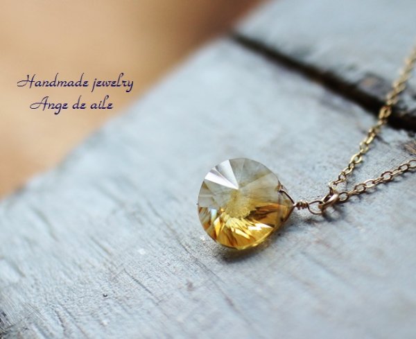 画像3: 【14ｋｇｆ】コンケーブカット　シトリンネックレス (3)