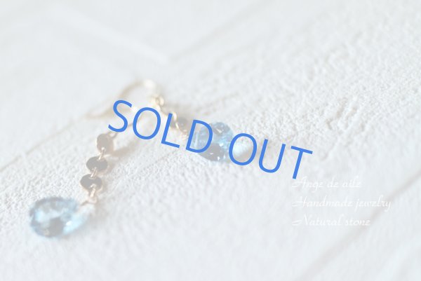 画像2: 【14kgf】スイスブルートパーズ&ドットチェーンピアス (2)