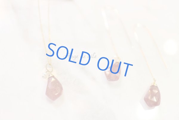 画像4: 【14kgf】ピンクエピドートのロングワイヤーピアス (4)