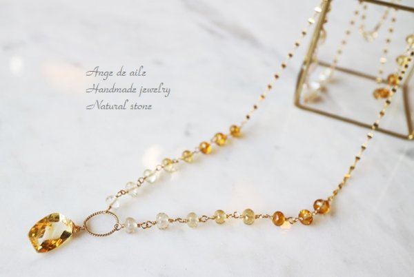 画像2: 【14kgf】シトリン&淡水パールネックレス (2)