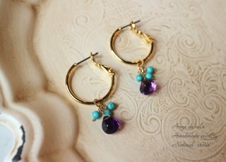 ターコイズ ピンクカルセドニー フープ ピアス BellaAnela #564 fit=scale-down,w=1200