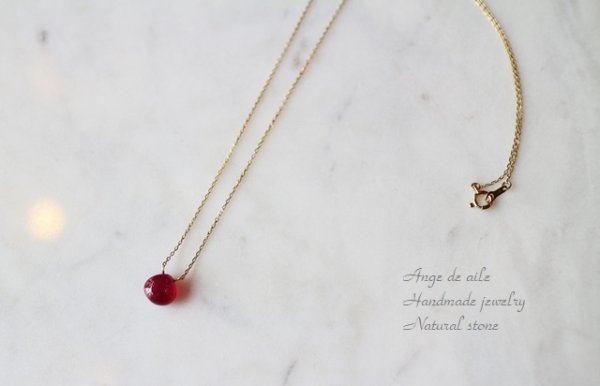 画像2: 【K10】ルビー1石ネックレス (2)