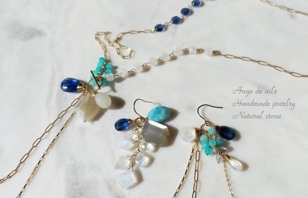 画像4: 【14kgf】ムーンストーン&カイヤナイトの彩りネックレス (4)