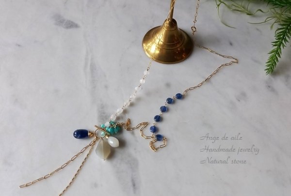 画像2: 【14kgf】ムーンストーン&カイヤナイトの彩りネックレス (2)