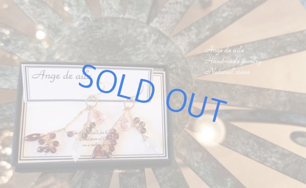 画像2: 【14kgf】ガーネット&ホワイトムーンストーンのフリーウェイピアス  /イヤリング (2)