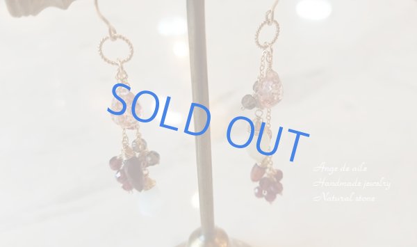 画像4: 【14kgf】ガーネット&ホワイトムーンストーンのフリーウェイピアス  /イヤリング (4)