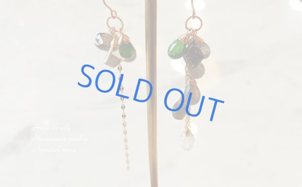 画像4: 【14kgf】ラブラドライト&スモーキークオーツのアシンメトリーピアス   (4)