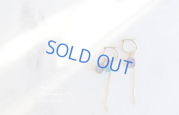 画像2: ブラッドショットアイオライトのフープピアス/イヤリング  (2)