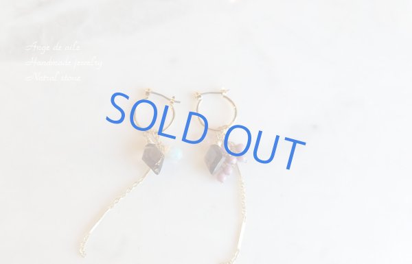 画像2: スモーキークオーツ＆フォスフォシデライトのフープピアス/イヤリング  (2)