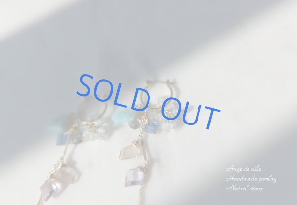 画像3: 【14kgf】ラリマー&アクアマリンの海の風薫るフープピアス  /イヤリング (3)