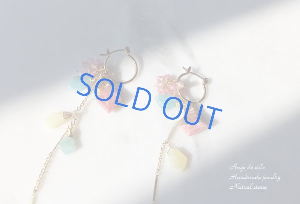 画像2: 【14kgf】ロードナイト&ピンクエピドートの春の彩りフープピアス  /イヤリング (2)