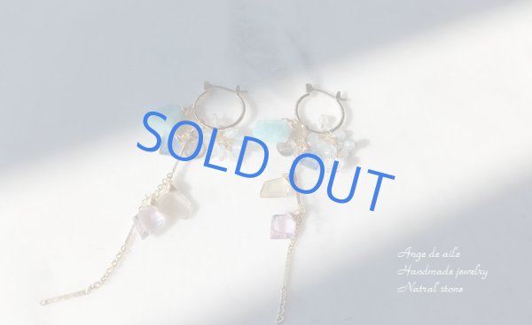 画像2: 【14kgf】ラリマー&アクアマリンの海の風薫るフープピアス  /イヤリング (2)