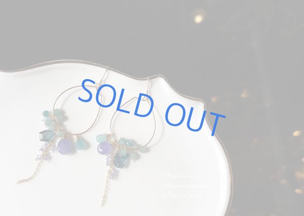 画像2: 【14kgf】グランディディエライト&タンザナイトの初夏の彩りフープピアス  /イヤリング (2)