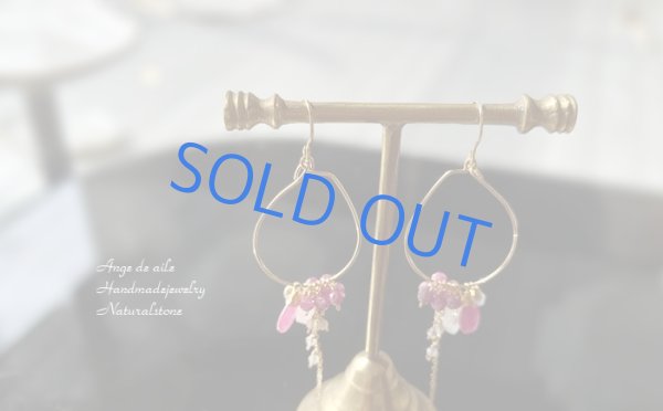 画像2: 【14kgf】ルビー&ムーンストーンのフープピアス/イヤリング (2)