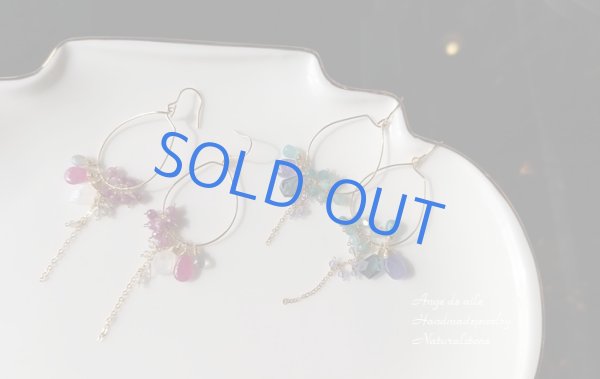 画像3: 【14kgf】ルビー&ムーンストーンのフープピアス/イヤリング (3)