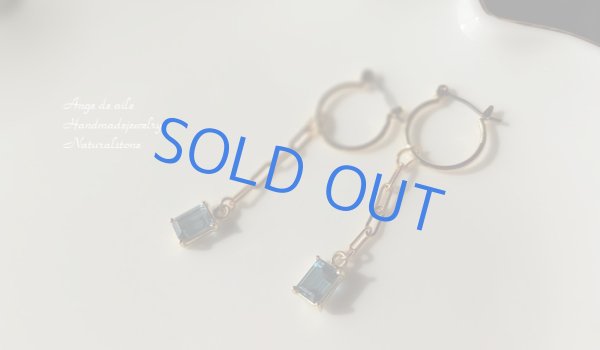 画像2: 【14kgf】*Divers  ロンドンブルートパーズのフープ ピアス/イヤリング (2)