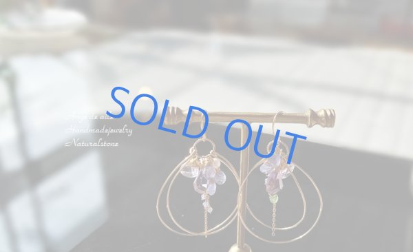 画像2: 【14kgf】  *Bouquet   パープルカラーの紫陽花フープピアス/イヤリング (2)