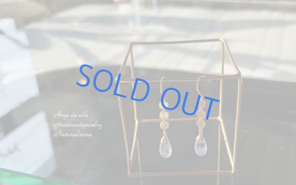 画像2: 【14kgf】バイカラータンザナイトのドットチェーンピアス/イヤリング (2)