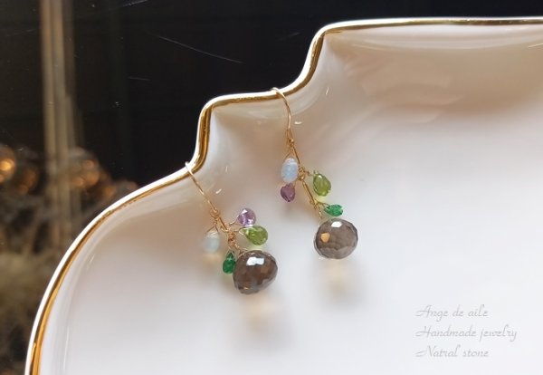 画像2: 【14ｋｇｆ】スモーキークオーツl'automne　ピアス  /イヤリング (2)