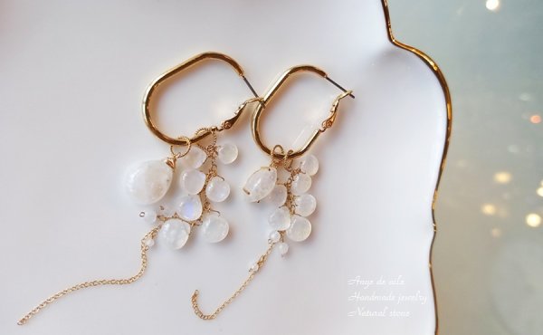 画像2: 【14KGF】ムーンストーン⋆Dressing upピアス/イヤリング (2)