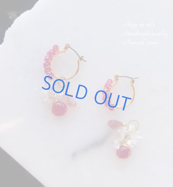 画像3: 【14kgf】ルビー&ハーキマーダイヤモンド⋆Rubeus フープピアス/イヤリング (3)