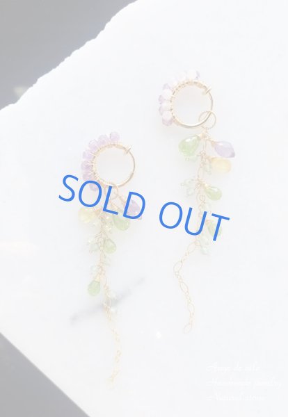 画像2: 【14KGF】ペリドット&アメジスト フープピアス/イヤリング (2)