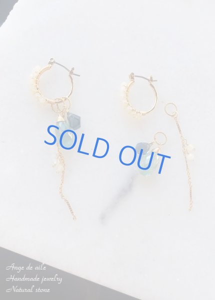 画像3: 【14KGF】スカイカイヤナイト&ロンドンブルートパーズ  フープピアス/イヤリング (3)