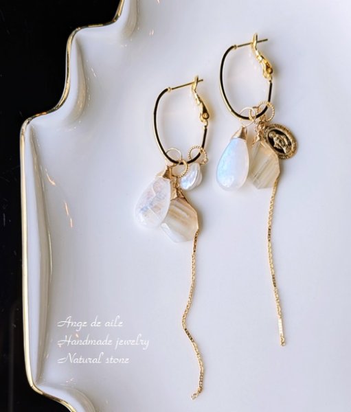 画像1: ⋆Ange Libre  ムーンストーン着せ替えピアス  /イヤリング (1)