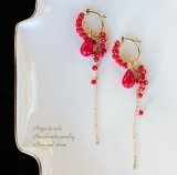 Kaya◆フェザーアゲート×セイロンムーンストーンピアス✧14kgf Kaya様専用◇フェザーアゲート×セイロンムーンストーンピアス✧14kgf