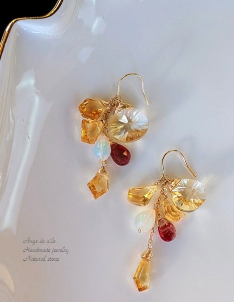 画像2: 【14ｋｇｆ】*Lumière du matin　シトリン＆オパール　ピアス  /イヤリング (2)