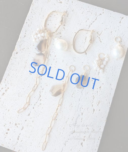 画像2: バロックパール ＆バンデットアゲード 着せ替えフープピアス／イヤリング (2)