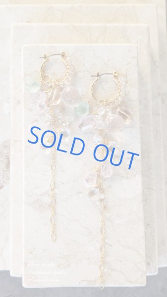 画像1: ローズクオーツ ＆ブラウントパーズ 着せ替えフープピアス／イヤリング (1)