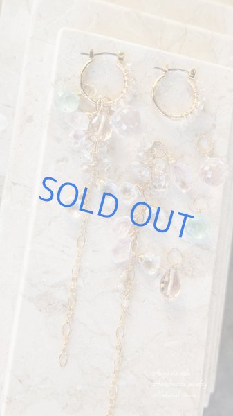 画像2: ローズクオーツ ＆ブラウントパーズ 着せ替えフープピアス／イヤリング (2)